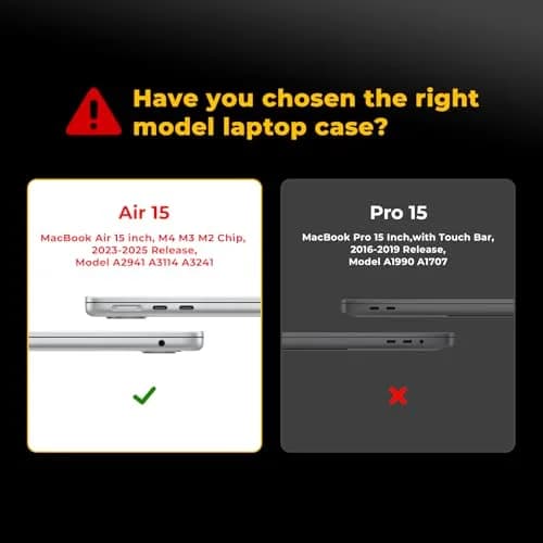 EooCoo Sparkly Clear Hard Case for MacBook Air 15 inch (M2-M5 Chip) | Snap-On Protective Shell with Keyboard Cover & Screen Protector thumbnail 5