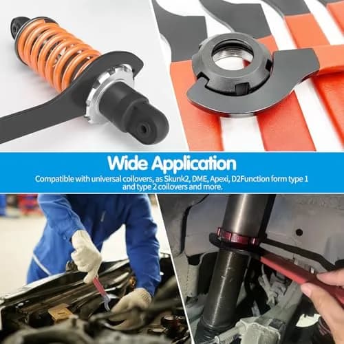 Mdvora Coilover Wrench Set, 4pcs Alloy Steel Rubber | Suspension Adjustment Tools thumbnail 6