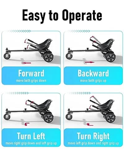 Gyroor K1 Hoverboard Go Kart Seat Attachment for 6.5"-10" Boards | Adjustable Frame, 360° Drift Control, Heavy-Duty Steel Frame, All-Terrain Rubber Wheel, For Kids & Adults thumbnail 6