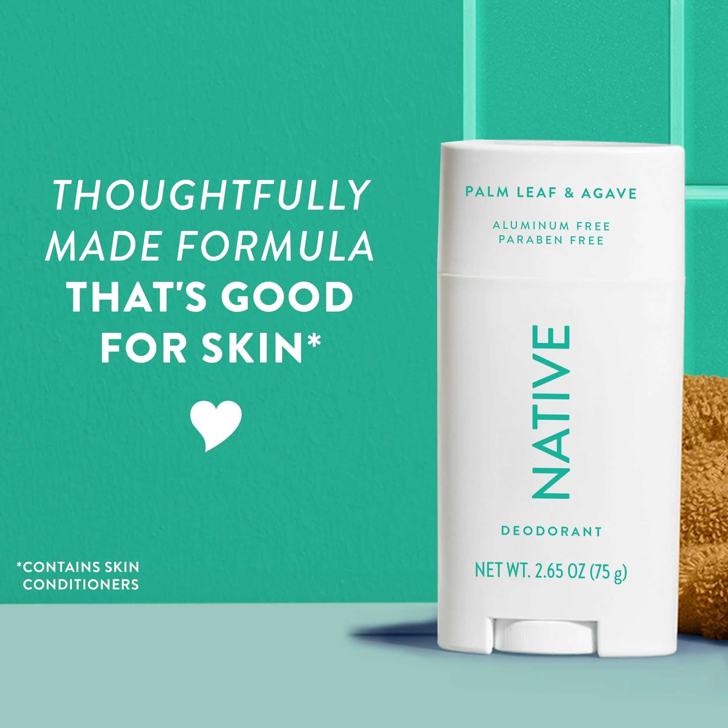 Native Palm Leaf & Agave Deodorant for Women and Men, 76.5 g (2.65 oz) | 72-Hour Odor Control thumbnail 2