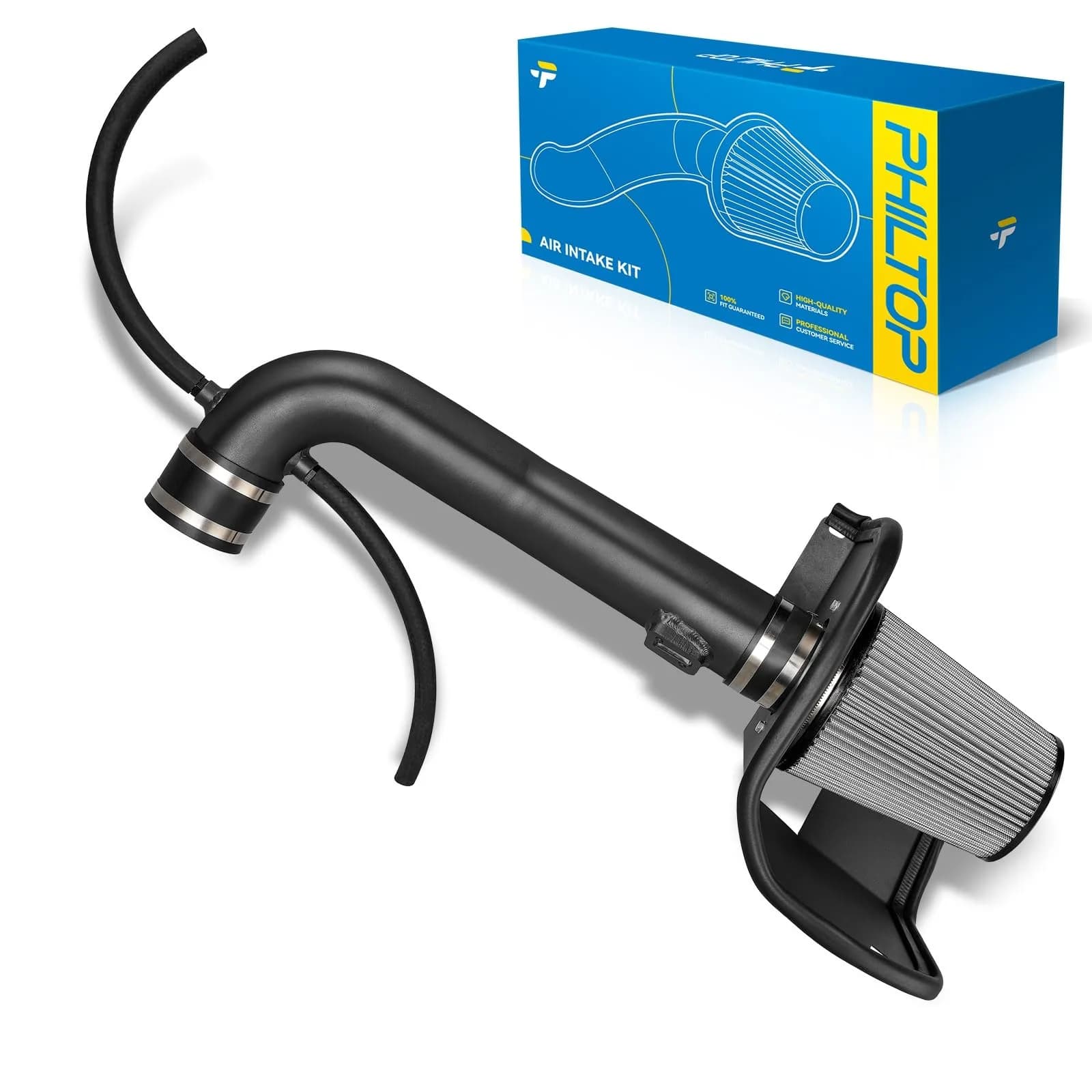 PHILTOP 3" Cold Air Intake Kit for 2001-2005 BMW 325i, 330Ci, 325Ci, 325xi | Aluminum Performance Intake — Black / 2014-2018 Chevy Silverado 1500