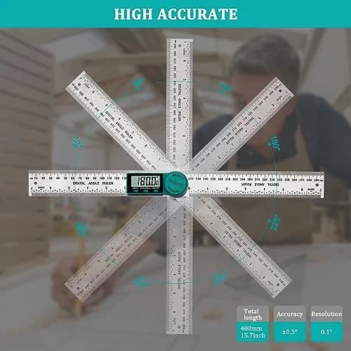 TBVHOMM Digital Angle Finder Protractor with 200mm Ruler | Accurate Angle Measurement Tool for Woodworking, Construction, and DIY (Stainless Steel) thumbnail 4