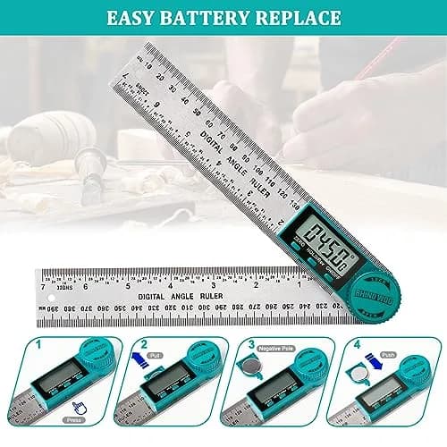 TBVHOMM Digital Angle Finder Protractor with 200mm Ruler | Accurate Angle Measurement Tool for Woodworking, Construction, and DIY (Stainless Steel) thumbnail 5