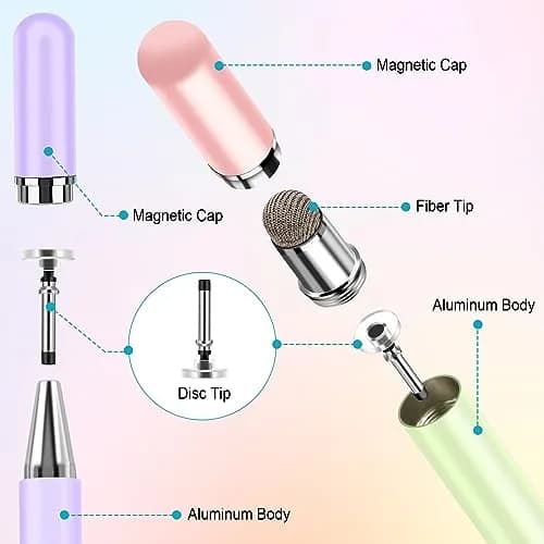 CCIVV Stylus Pens for Touch Screens | 4 Pcs High Precision Disc Stylus with Magnetic Cap, 2 in 1 Compatible with iPhone, iPad, Samsung Tablets thumbnail 6