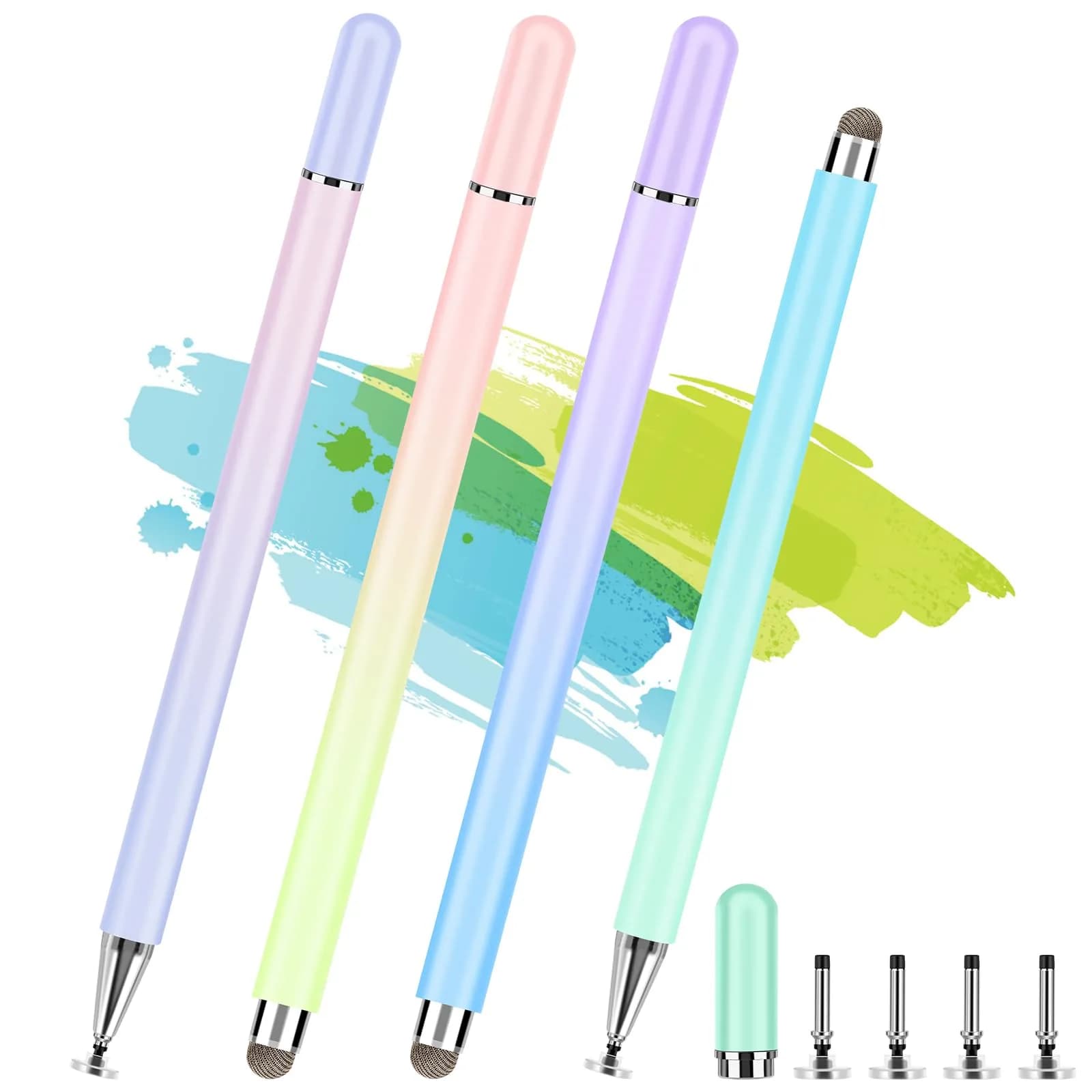 CCIVV Stylus Pens for Touch Screens | 4 Pcs High Precision Disc Stylus with Magnetic Cap, 2 in 1 Compatible with iPhone, iPad, Samsung Tablets