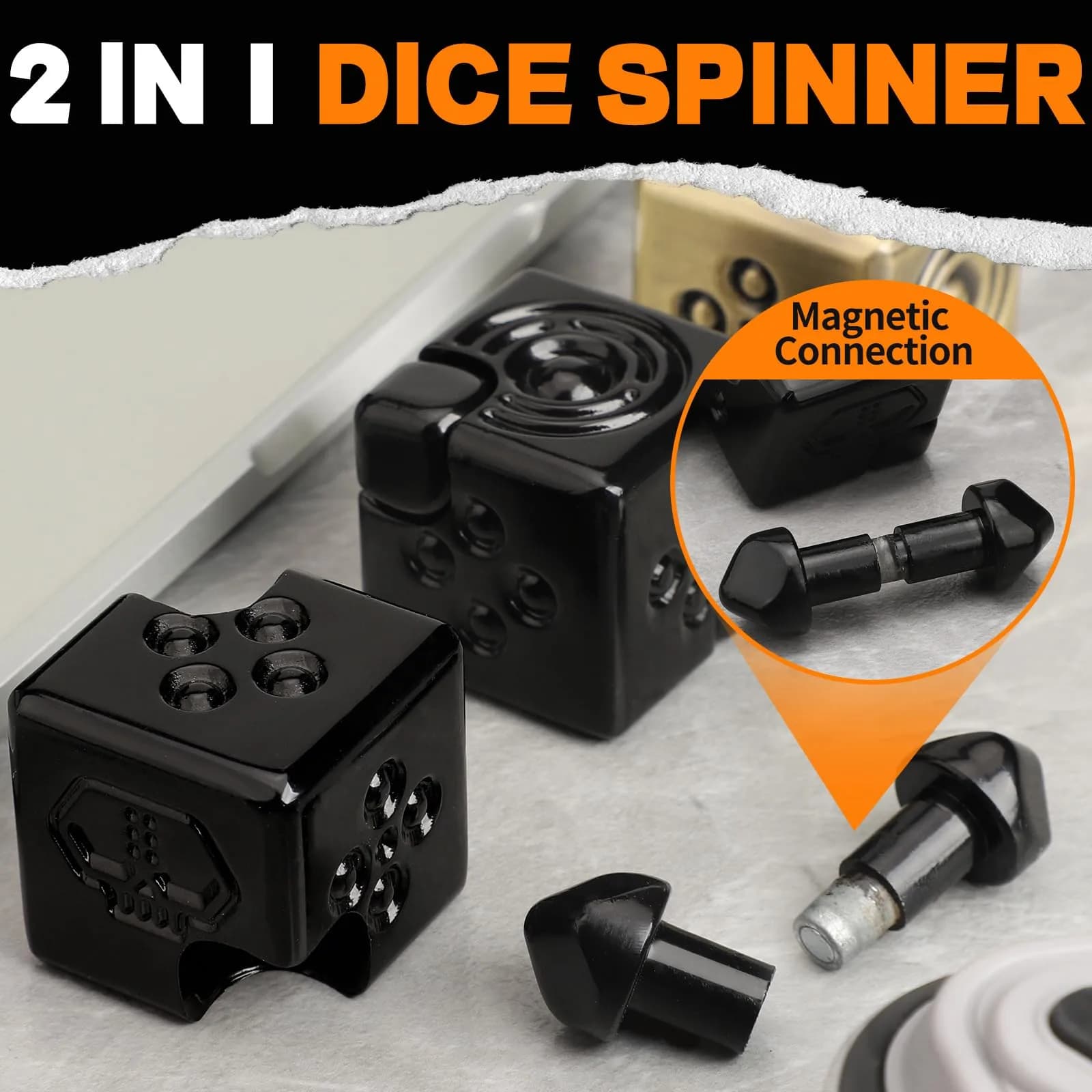Dilabnba 2-in-1 Metal Infinity Cube Spinner Fidget Toy for Adults Teens, Black | ASTM-Tested for Safe Play - view 3