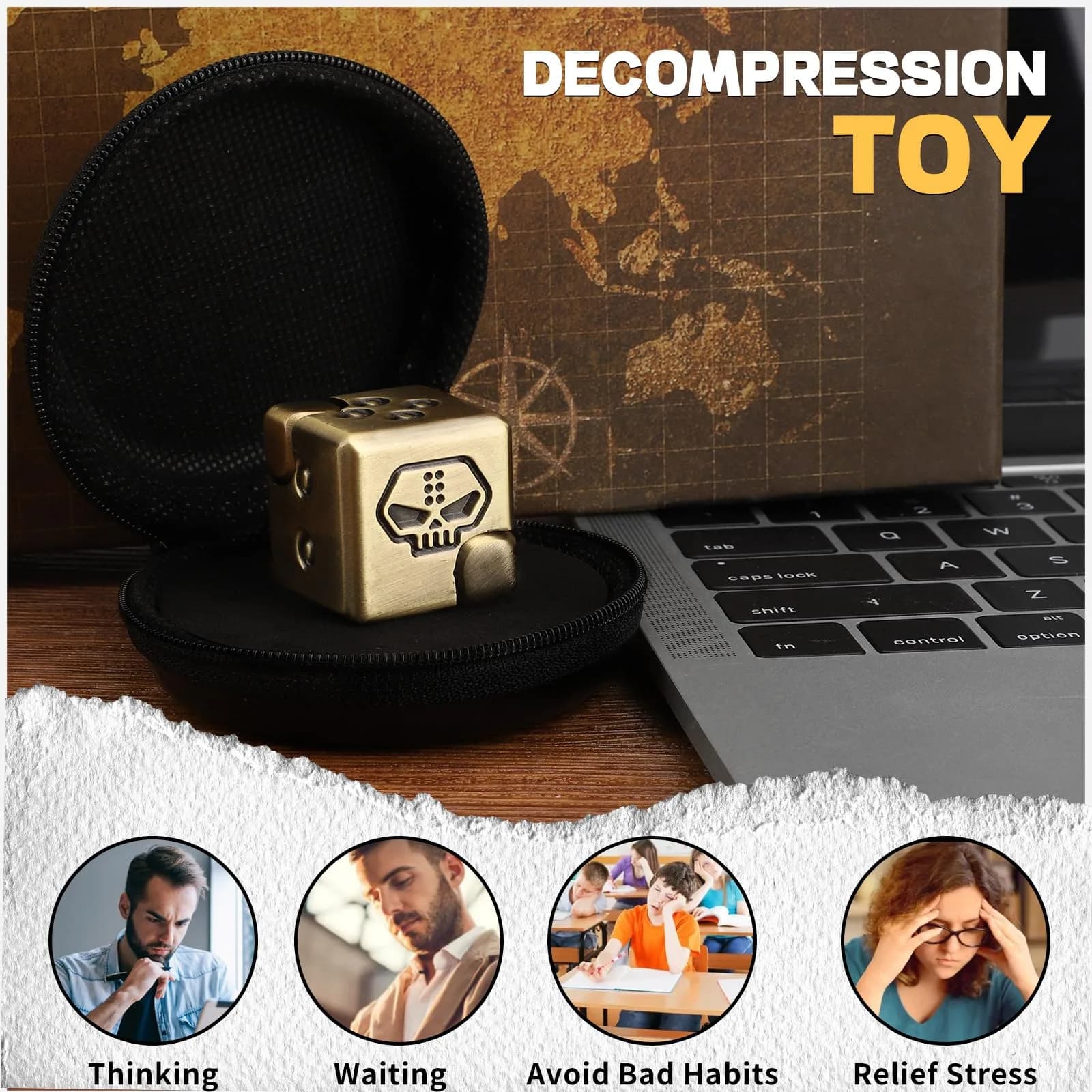Dilabnba Metal Infinity Cube Spinner 150g (5.3oz) | Smooth 2-in-1 Fidget Toy for Focus & Stress Relief - view 6
