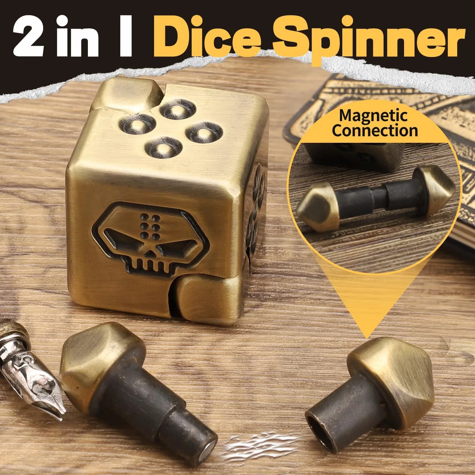 Dilabnba Metal Infinity Cube Spinner 150g (5.3oz) | Smooth 2-in-1 Fidget Toy for Focus & Stress Relief - view 4
