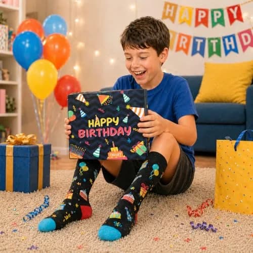 Zmart 10th Birthday Socks Gift Box - Celebration for 10 Year Old Boys & Girls | Comfortable Cotton Blend thumbnail 2