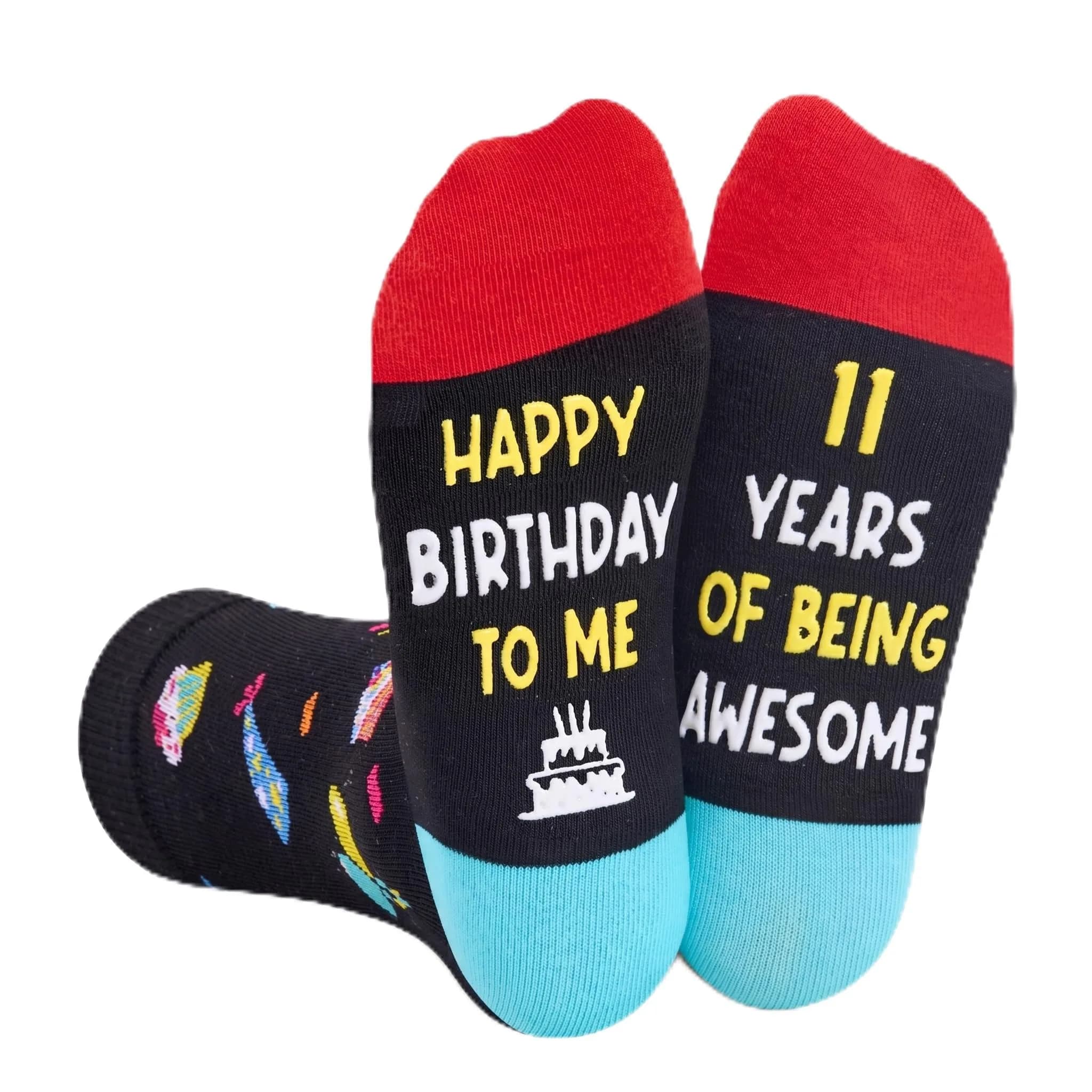 Zmart 11th Birthday Socks Gift Box - Celebration for 11 Year Old Boys & Girls, Birthday Party Favors, Christmas Stocking Stuffer Present — 11 Years of Being Awesome Black