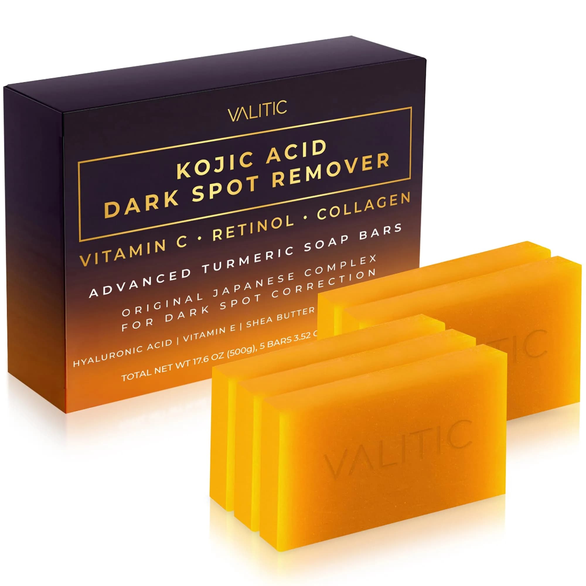 VALITIC Kojic Acid Dark Spot Remover Soap Bars 156g (5.5 oz) | Japanese Complex for Even Tone