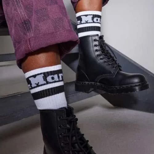 Dr. Martens Unisex Athletic Logo Sock, White+Black Organic Cotton Blend, M/L | Organic Cotton, Athletic Style thumbnail 2
