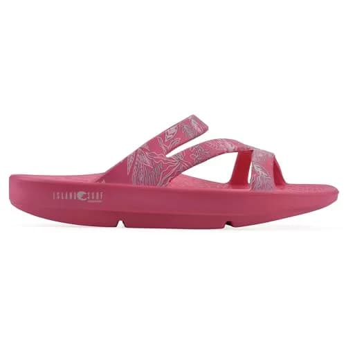 Island Surf Women's Coral Strappy Sandal, Fuchsia Print, Size 7 | Lightweight Post-Activity Recovery thumbnail 3