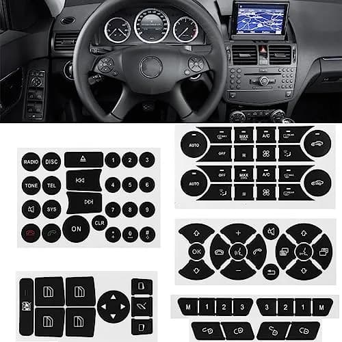 NPSNGSJY Car Button Sticker Fit for Mercedes Benz W204 C-Class 2008-2014 | Interior Decal for Steering & AC Buttons thumbnail 1