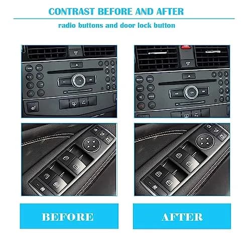 NPSNGSJY Car Button Sticker Fit for Mercedes Benz W204 C-Class 2008-2014 | Interior Decal for Steering & AC Buttons thumbnail 4