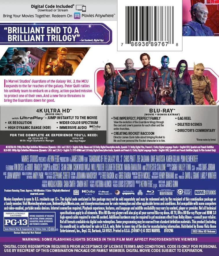 Disney Guardians of the Galaxy Vol. 3 [4K UHD] | Action/Adventure Movie with Digital Copy (120 min) thumbnail 2