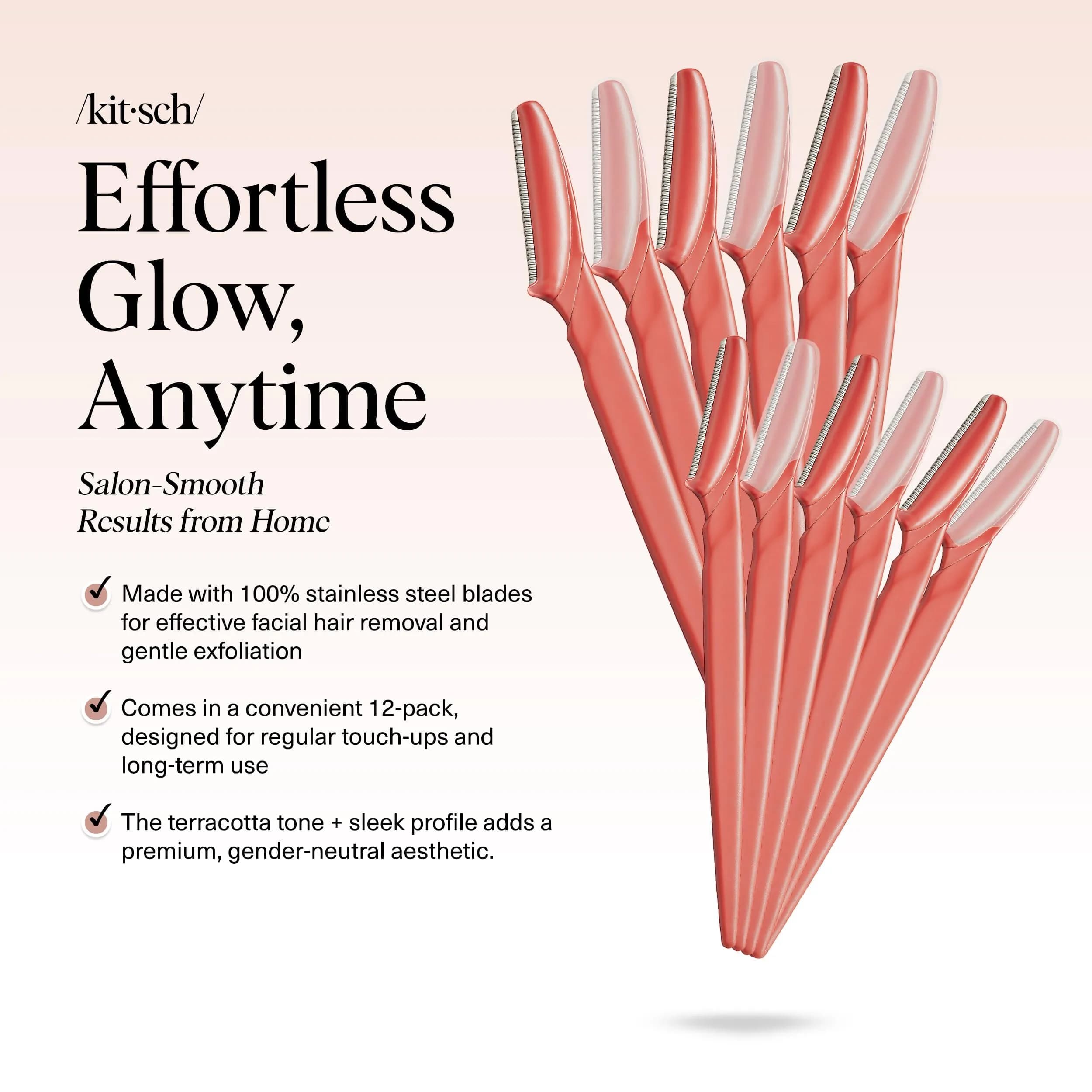 Kitsch Dermaplane Razor for Women Face – 12 Count Coral | Gentle Exfoliation & Facial Hair Removal - view 2