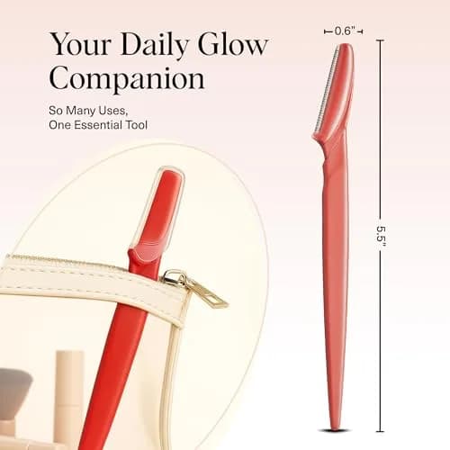 Kitsch Dermaplane Razor for Women Face – Coral, 12 Count | Gentle Exfoliation & Facial Hair Removal thumbnail 5