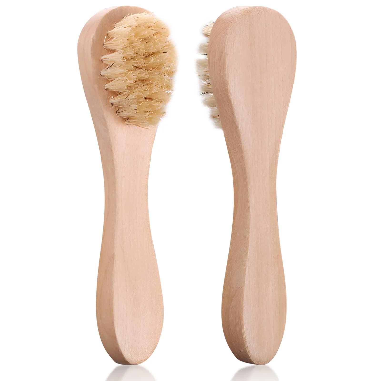 Kootinn Mini Dry Brush Natural Bristle Small Body Brush for Sensitive Areas | Exfoliating Facial & Skin Rejuvenation — Nature Wood