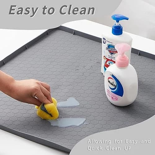 Sazteay Waterproof Silicone Under Sink Mat 31" x 22" | Protects Cabinets & Spills thumbnail 6