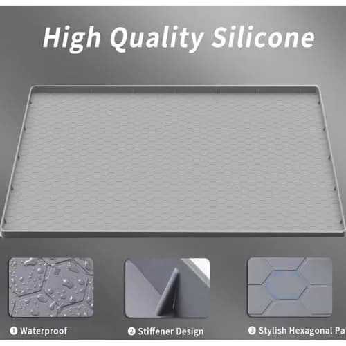 Sazteay Waterproof Silicone Under Sink Mat 31" x 22" | Protects Cabinets & Spills thumbnail 3