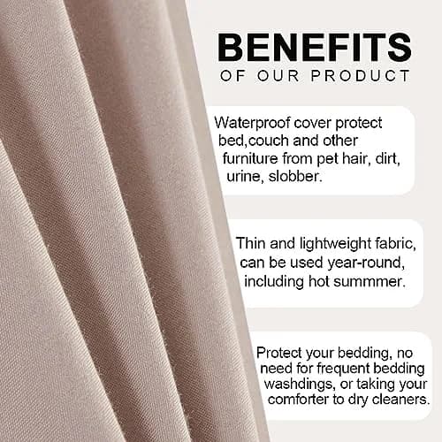 DUJUIKE Waterproof Bed Cover for Dog and Cats | 98x90 inch Cal King Bed Sheet | Breathable & Waterproof thumbnail 7