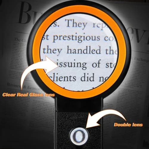 KIBTOY Black Magnifying Glass with Light and Stand, 3.2-inch Glass Lens (8.13 cm) | High Magnification for Seniors Reading thumbnail 7