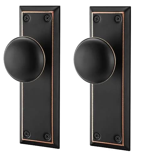 ToPToToo Dummy Door Knobs Interior, Oil Rubbed Bronze Antique Style, 2 Pack | For Closet, Bifold, and Interior Doors thumbnail 1