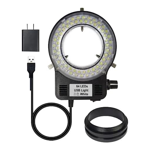 Gringoo 64 LED Ring Light Illuminator for Stereo Microscopes, 48mm Adapter Ring | Bright, Shadow-Free Illumination for Lab and Photography thumbnail 1
