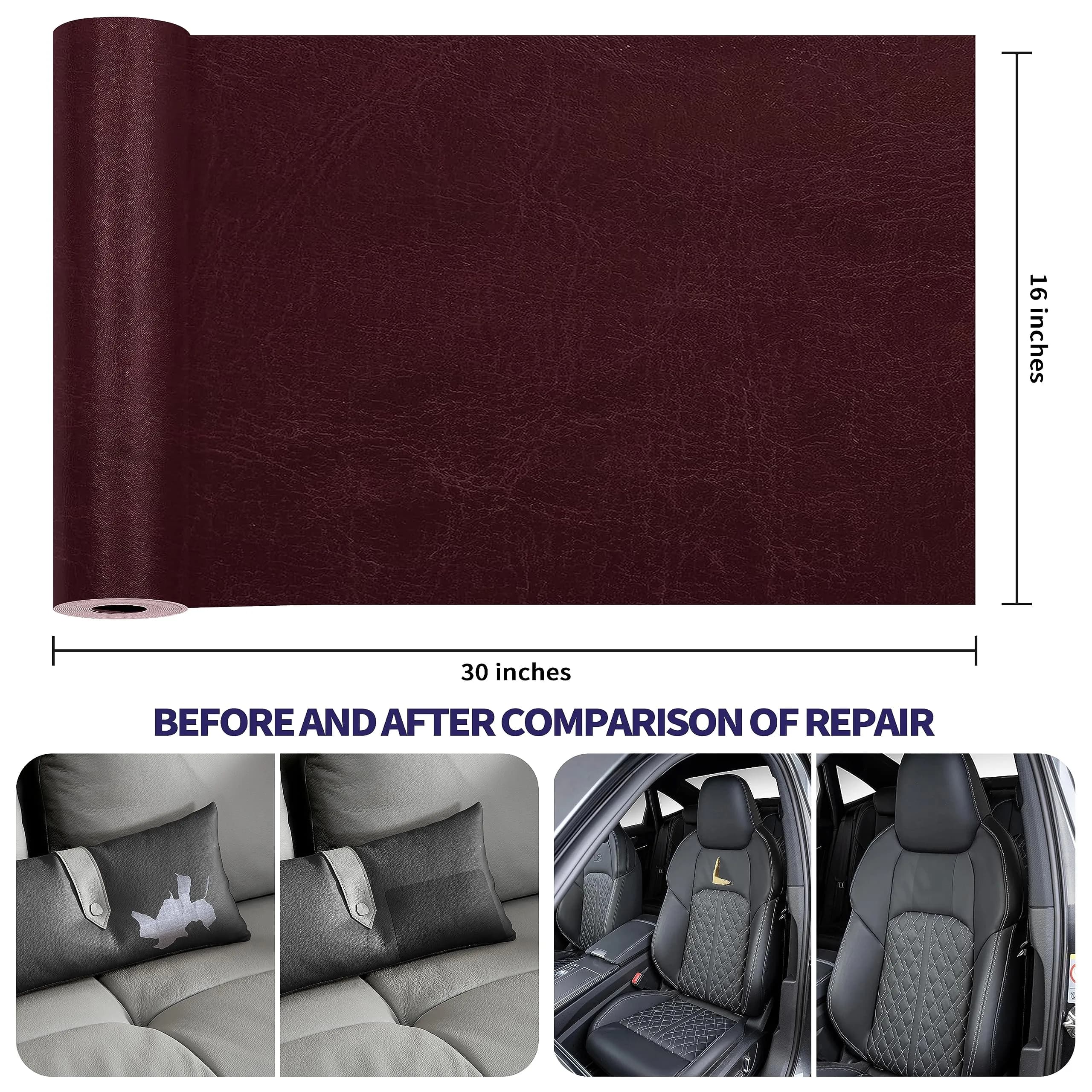 Besezx Leather Repair Patch Tape Kit 30in x 16in | Self-Adhesive for Furniture, Car Seats, Sofas - view 3