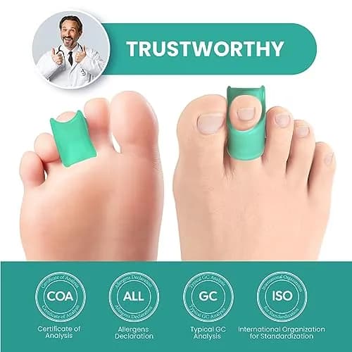 Welnove Hammertoe Corrector 6 Pack Toe Splints - Soft Gel Toe Straighteners for Bent, Curled, Crooked, Claw, Hammer Toes - 3 Different Sizes (Green) thumbnail 5
