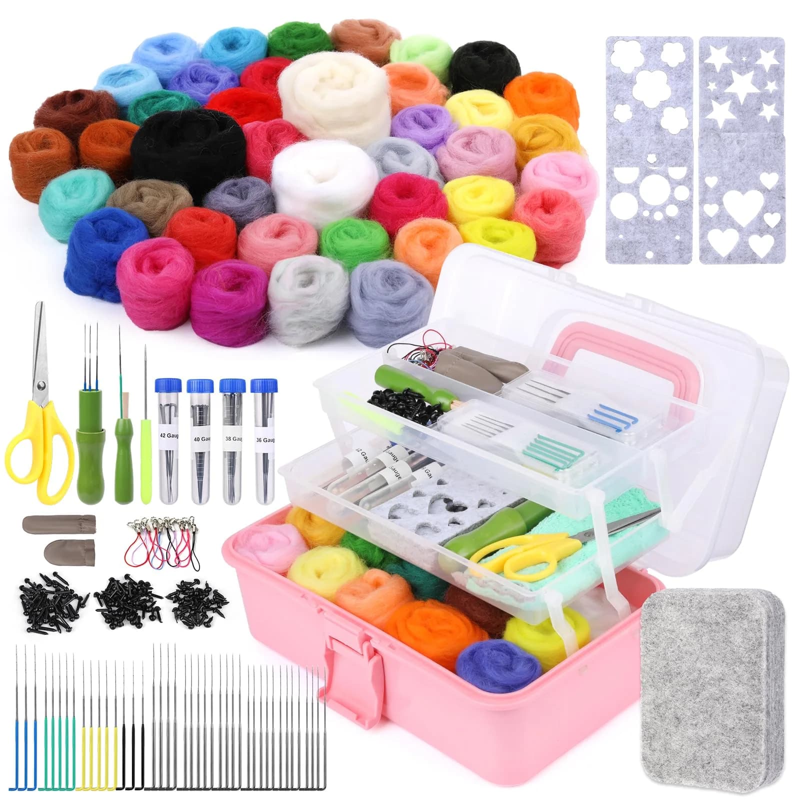 JUPEAN 221 Pcs Needle Felting Kits for Beginners Adults Wool Felting Kit | Complete Art & Craft Set