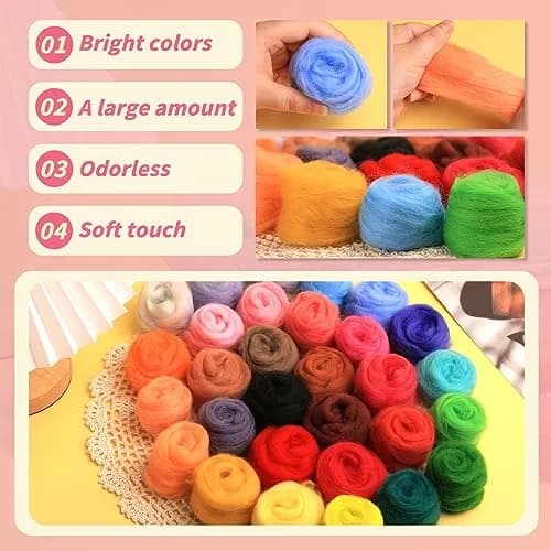 JUPEAN 221 Pcs Needle Felting Kits for Beginners Adults Wool Felting Kit | Complete Art & Craft Set thumbnail 6
