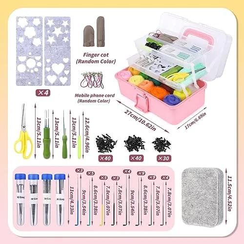 JUPEAN 221 Pcs Needle Felting Kits for Beginners Adults Wool Felting Kit | Complete Art & Craft Set thumbnail 2
