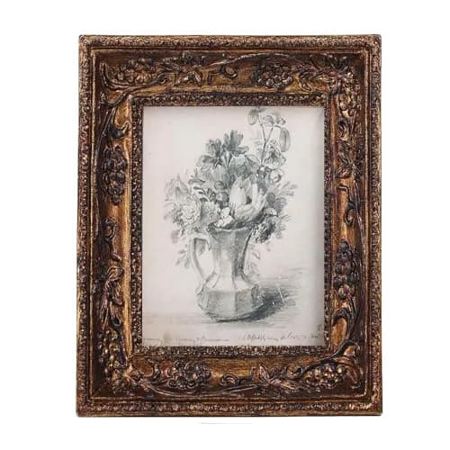 SIKOO Vintage Ornate Picture Frame 2.5x3.5 Inch (6.35x8.89 cm) | Hand-Carved Resin with Glass Front thumbnail 1
