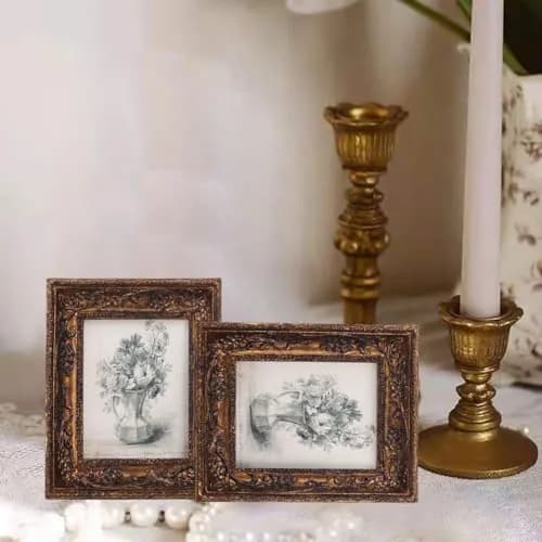 SIKOO Vintage Ornate Picture Frame 2.5x3.5 Inch (6.35x8.89 cm) | Hand-Carved Resin with Glass Front thumbnail 5