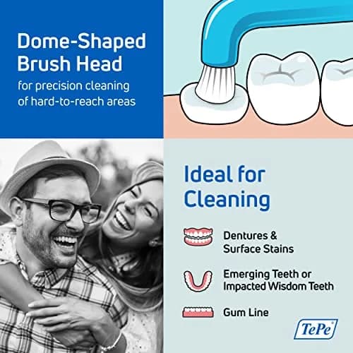TePe Compact Tuft Toothbrush Single Tufted Brush End Orthodontic Toothbrush for Braces, Dental Implants, Denture Brush, Small Head, 2-Pack | Precision Cleaning for Hard-to-Reach Areas thumbnail 2