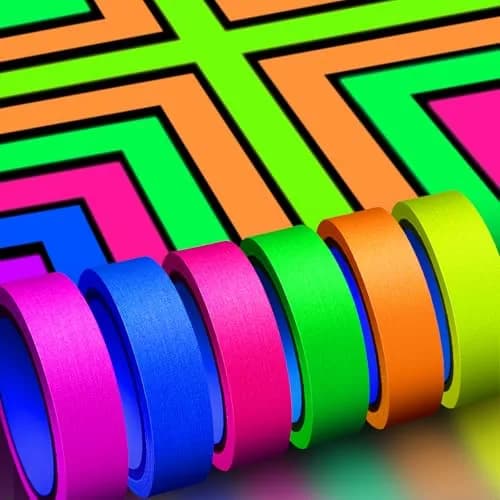 Whaline Neon Gaffer Cloth Tape 1 inch | Fluorescent Rainbow UV Blacklight Tape for UV Parties thumbnail 1
