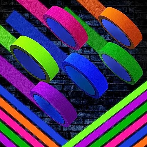Whaline Neon Gaffer Cloth Tape 1 inch | Fluorescent Rainbow UV Blacklight Tape for UV Parties thumbnail 4