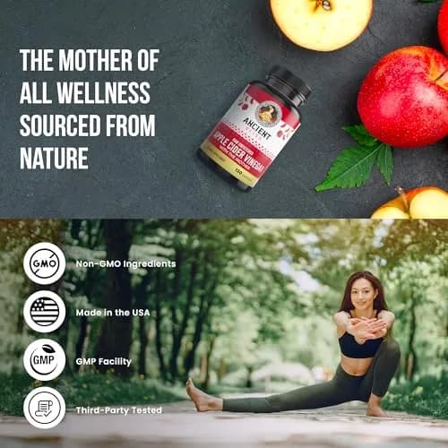Ancient Bliss Apple Cider Vinegar Organic Capsules with The Mother | Supports Digestion & Weight Management (120 Capsules) thumbnail 4