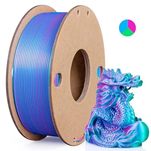 3Dgenius Silk Triple Color PLA Filament 1.75mm | Vibrant Multi-Color, Clog-Free, 250g Spool for Flawless 3D Prints thumbnail 1