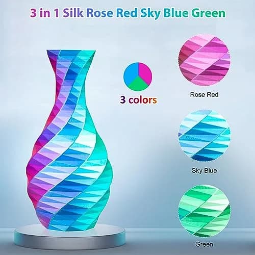 3Dgenius Silk Triple Color PLA Filament 1.75mm | Vibrant Multi-Color, Clog-Free, 250g Spool for Flawless 3D Prints thumbnail 4