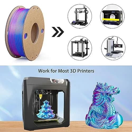 3Dgenius Silk Triple Color PLA Filament 1.75mm | Vibrant Multi-Color, Clog-Free, 250g Spool for Flawless 3D Prints thumbnail 6
