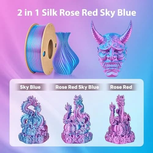 3Dgenius Silk Dual Color PLA Filament 1.75mm | Vibrant Multicolor 250g Spool for FDM 3D Printers thumbnail 4