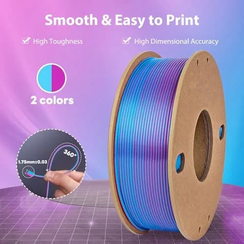 3Dgenius Silk Dual Color PLA Filament 1.75mm | Vibrant Multicolor 250g Spool for FDM 3D Printers thumbnail 2