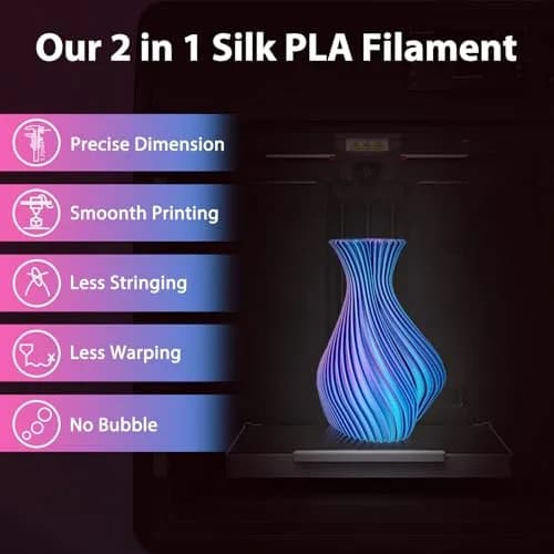 3Dgenius Silk Dual Color PLA Filament 1.75mm | Vibrant Multicolor 250g Spool for FDM 3D Printers thumbnail 3