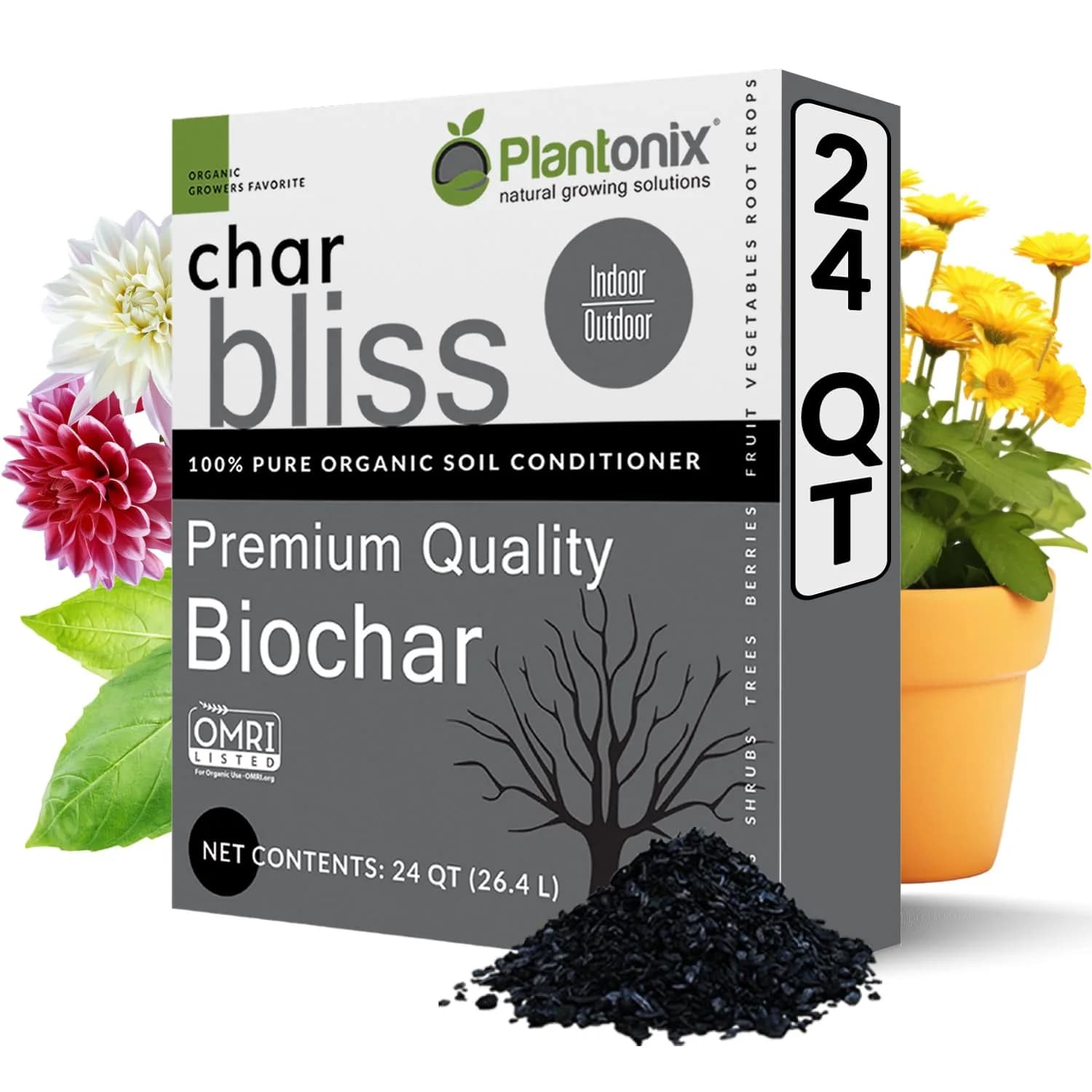 plantonix Char Bliss 24 Qts Organic Biochar Soil Amendment | Carbon-Negative Soil Conditioner