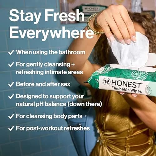 The Honest Company Flushable Wipes Hypoallergenic 42 Count | Dermatologist Tested for Sensitive Skin thumbnail 5