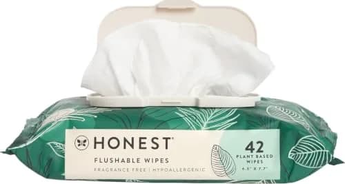 The Honest Company Flushable Wipes Hypoallergenic 42 Count | Dermatologist Tested for Sensitive Skin thumbnail 1