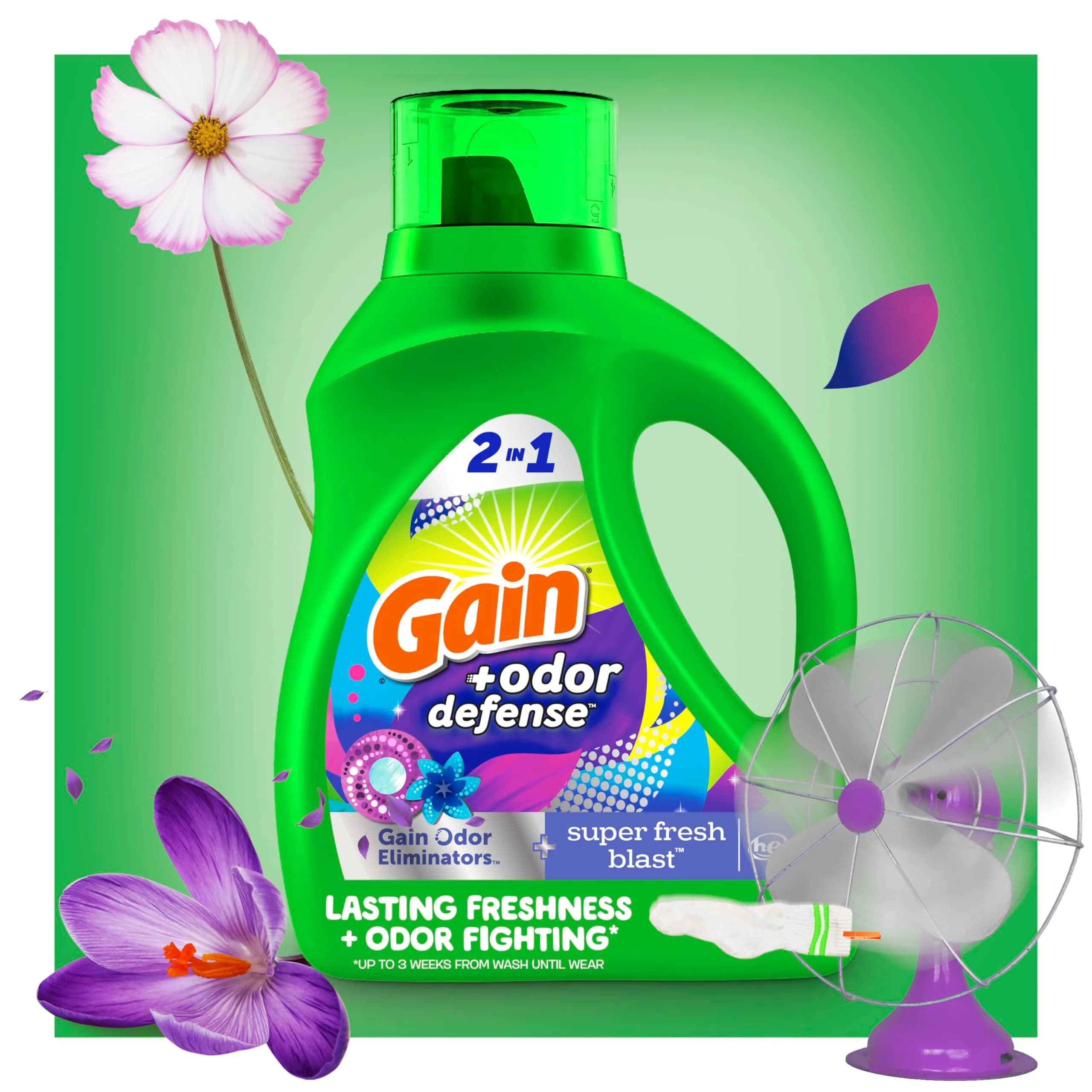 Gain Odor Defense Liquid Laundry Detergent Super Fresh Blast Scent 2600ml (88 fl oz) | Long-Lasting Scent Laundry Detergent - view 7